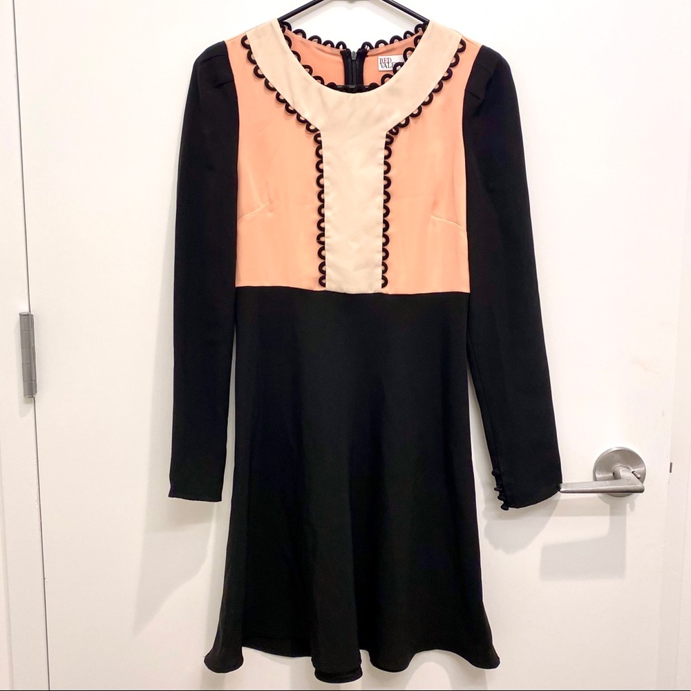 Red Valentino pink/black spliced one-piece dress